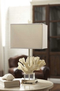 Coral & Chrome Table Lamp - By the Sea Beach Decor