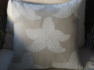 Magens Bay White Seastar Pillow - By the Sea Beach Decor