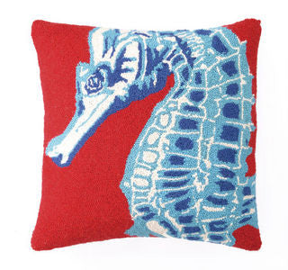 Patong Beach Red Seahorse Hook Pillow - By the Sea Beach Decor
