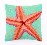 Seaweed Starfish Hook Pillow - By the Sea Beach Decor