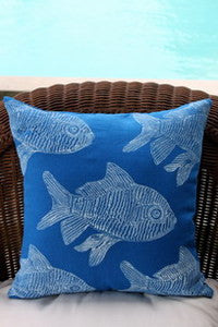 Magens Bay Blue Fish Pillow - By the Sea Beach Decor
