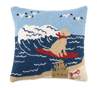 Rover Island Surfing Lab Beach Accent Pillow