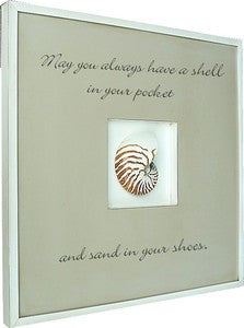 Quote Box Nautilus Coastal Decor Artwork - By the Sea Beach Decor