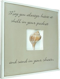 Quote Box Channel Whelk Framed Art - By the Sea Beach Decor