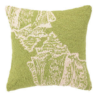 Santa Cruz Green Seashell Hook Pillow - By the Sea Beach Decor