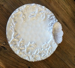 Coral Embossed Chip & Dip Coastal Decor Serving Platter - By the Sea Beach Decor
