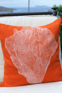 Magens Bay Orange Seafan Pillow - By the Sea Beach Decor