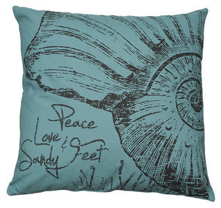 Peace, Love & Sandy Feet Pillow - By the Sea Beach Decor