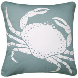 Oceanside Aqua Crab Pillow - By the Sea Beach Decor