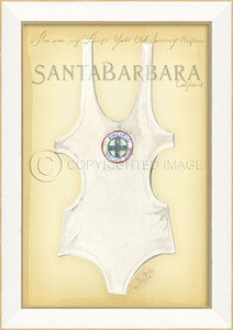 Vintage Swimwear Santa Barbara Framed Art - By the Sea Beach Decor