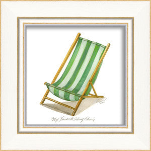 Beach Time Green Sling Chair Framed Art - By the Sea Beach Decor