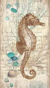 Vintage Seahorse Wood Print - By the Sea Beach Decor