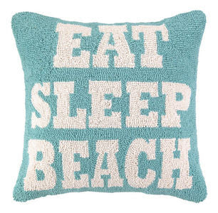 Eat Sleep Beach Hook Pillow - By the Sea Beach Decor