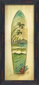 Surf Time Palm Style Framed Art - By the Sea Beach Decor
