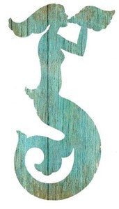 Mermaid Aqua Left Wood Cutout - By the Sea Beach Decor