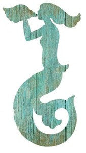 Mermaid Aqua Right Wood Cutout - By the Sea Beach Decor