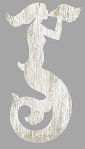 Mermaid White Left Wood Cutout - By the Sea Beach Decor