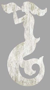 Mermaid White Right Wood Cutout - By the Sea Beach Decor