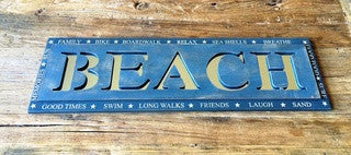 BEACH Mirror Sign - By the Sea Beach Decor