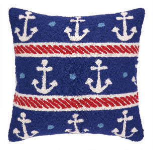 Salt Point Anchors on Blue Hook Pillow - By the Sea Beach Decor