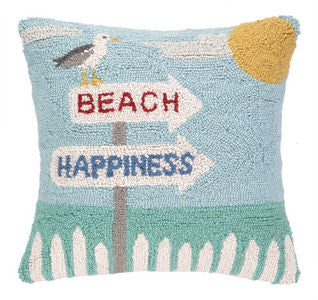 Beach Happiness Hook Pillow - By the Sea Beach Decor