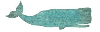 Aqua Whale Silhouette Wood Cutout - By the Sea Beach Decor