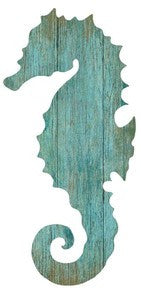 Aqua Seahorse Right Silhouette Wood Cutout - By the Sea Beach Decor