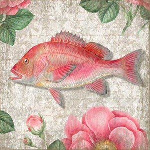 Snapper Pink Wooden Artwork Print - By the Sea Beach Decor