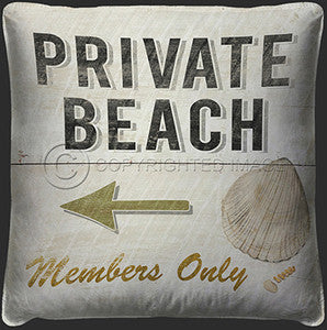 Neptune Private Beach Print Pillow - By the Sea Beach Decor