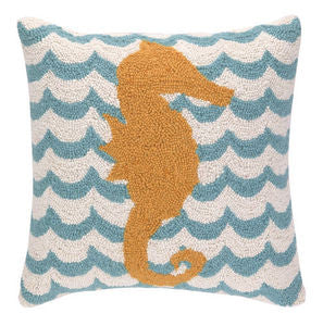 Chappy Point Seahorse Hook Pillow - By the Sea Beach Decor