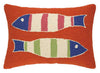 Orange Fish Hook Pillow - By the Sea Beach Decor