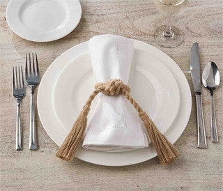 Jute Tassel Napkin Ring Set - By the Sea Beach Decor