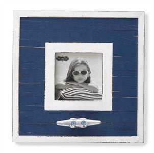 Navy Planked Boat Cleat Frame - By the Sea Beach Decor