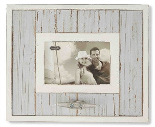 Gray Planked Boat Cleat Frame - By the Sea Beach Decor