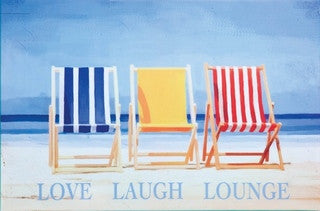 Love Laugh Lounge Outdoor Coastal Canvas - By the Sea Beach Decor