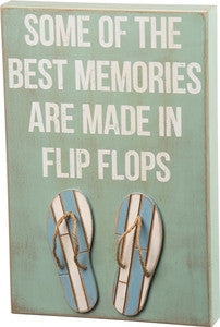 Flip Flop Memories Wooden Box Sign - By the Sea Beach Decor