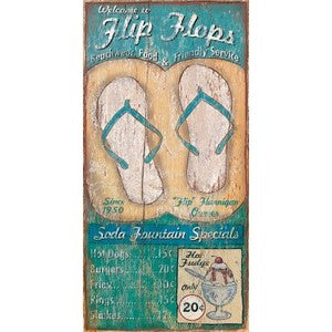 Flip Flops Wood Print - By the Sea Beach Decor