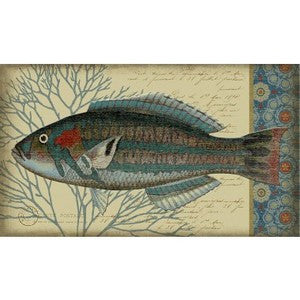 Indigo Fish II Wood Print - By the Sea Beach Decor