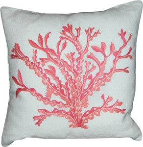 Coral Embroidered Pillow Cover - By the Sea Beach Decor