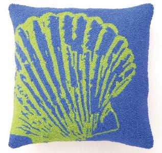 Green Scallop Shell Hook Pillow - By the Sea Beach Decor