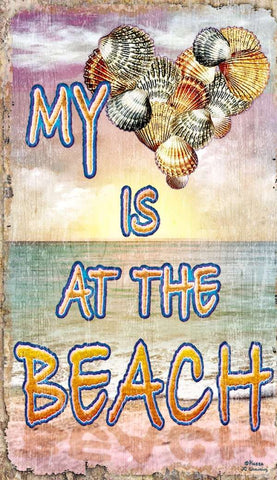 My Heart is at the Beach Wood Print - By the Sea Beach Decor
