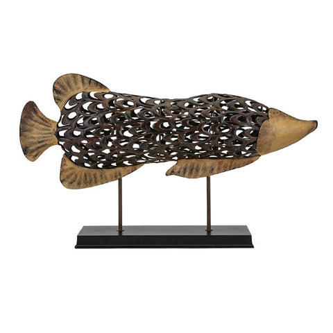 Metal Fish on Stand - By the Sea Beach Decor