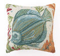 Old World Sealife Fish Hook Pillow - By the Sea Beach Decor