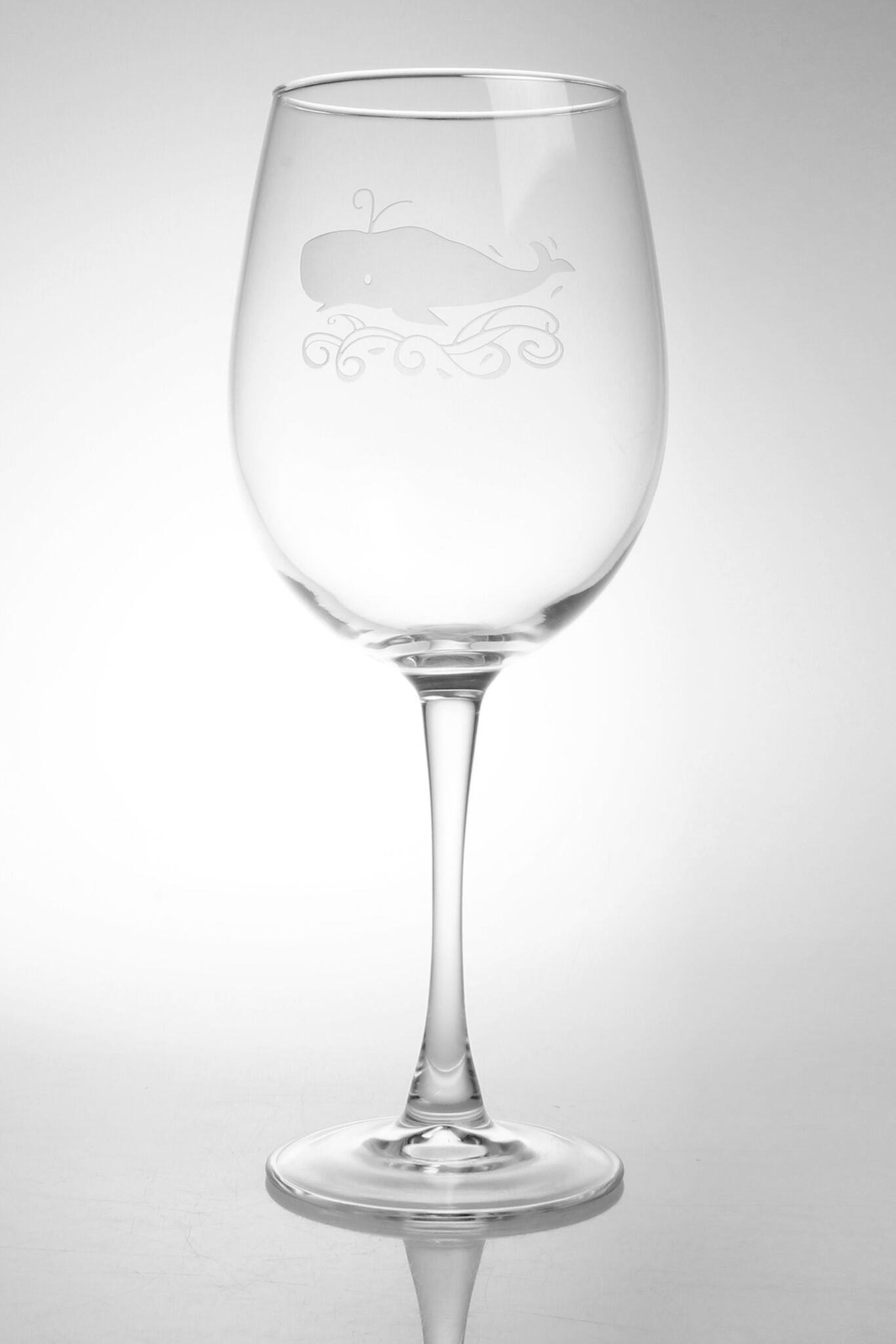 Peacock White Stemless Wine Glass Set, Engraved Glass