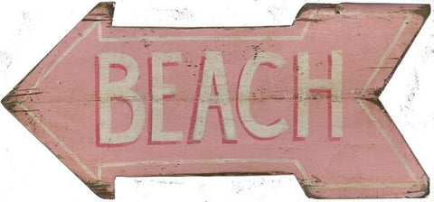 Pink Beach Arrow Wood Print - By the Sea Beach Decor
