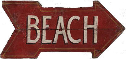 Red Beach Arrow Wood Print - By the Sea Beach Decor